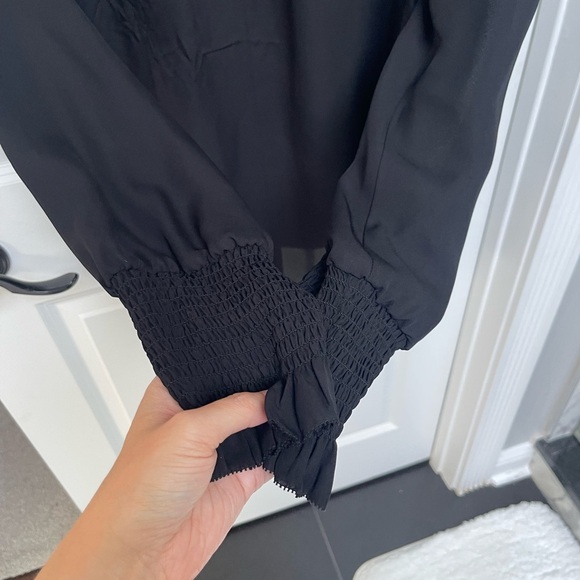 Rebecca Taylor Silk Blouse Long Sleeve Criss Cross Drape V-Neck Black Size 6 - Picture 10 of 10